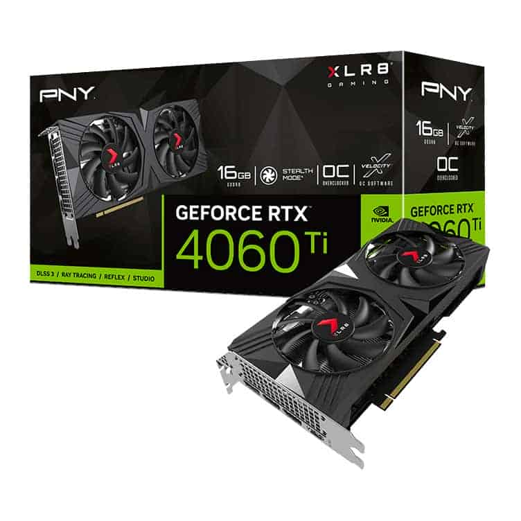 PNY NVIDIA GeForce RTX 4060 Ti 16GB XLR8 VERTO Dual OC Ada Lovelace Graphics Card